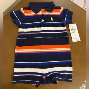 Ralph Lauren baby boy striped polo romper size 3M